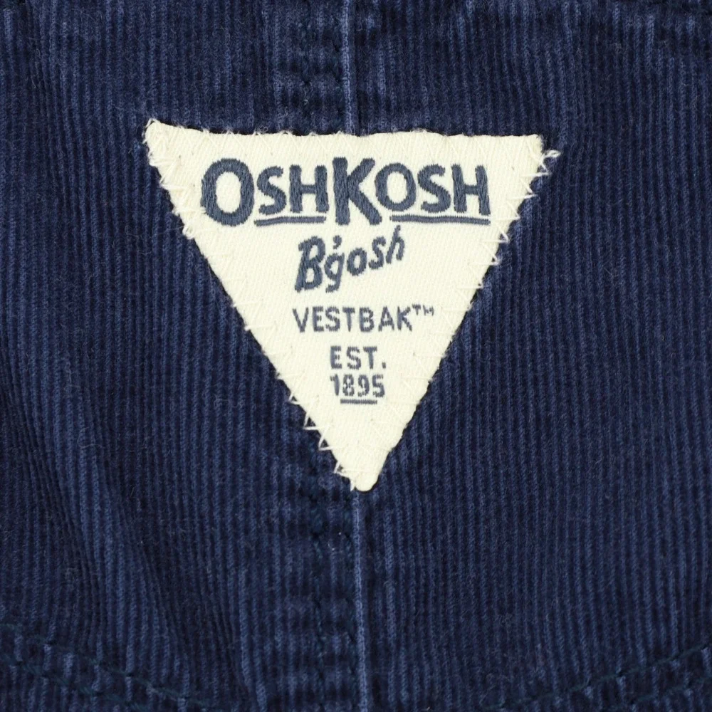 OshKosh Bgosh Toddler Navy Blue Corduroy‎ Vestbak Overalls Size 3T Flower Accent